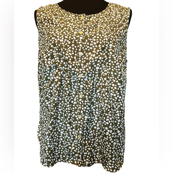 Croft & Barrow Women’s Sleeveless Button Down Green Print Shell Top ~ Medium - Picture 1 of 8
